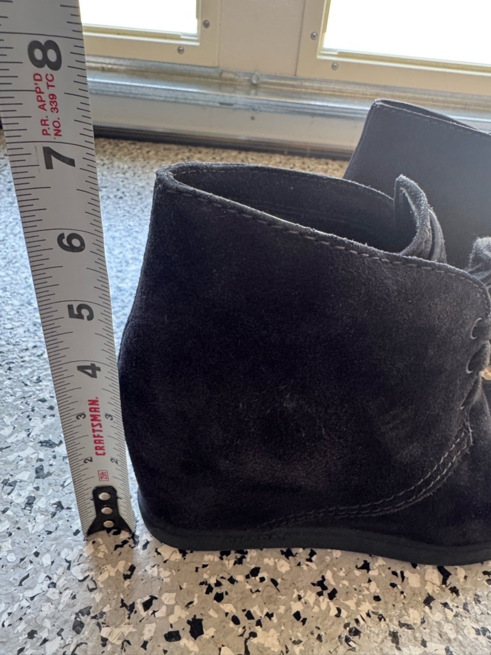 Prada suede black hidden wedge ankle boots women’s 37 pre owned - Picture 7 of 10